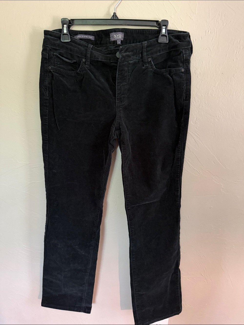NYDJ Black Corduroy Straight-Leg Pants